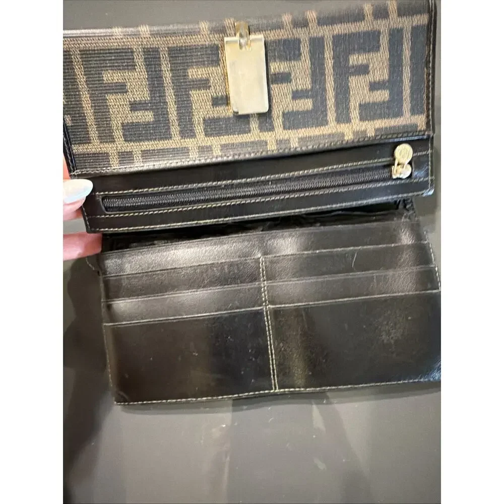 Fendi Women Vintage Logo Monogram Wallet Needs Repair